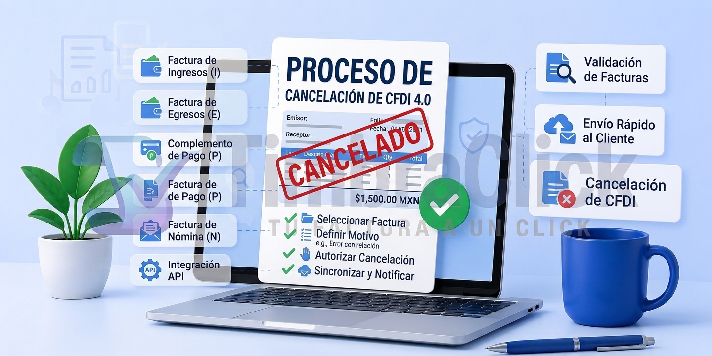 Interfaz moderna de cancelación de facturas electrónicas CFDI